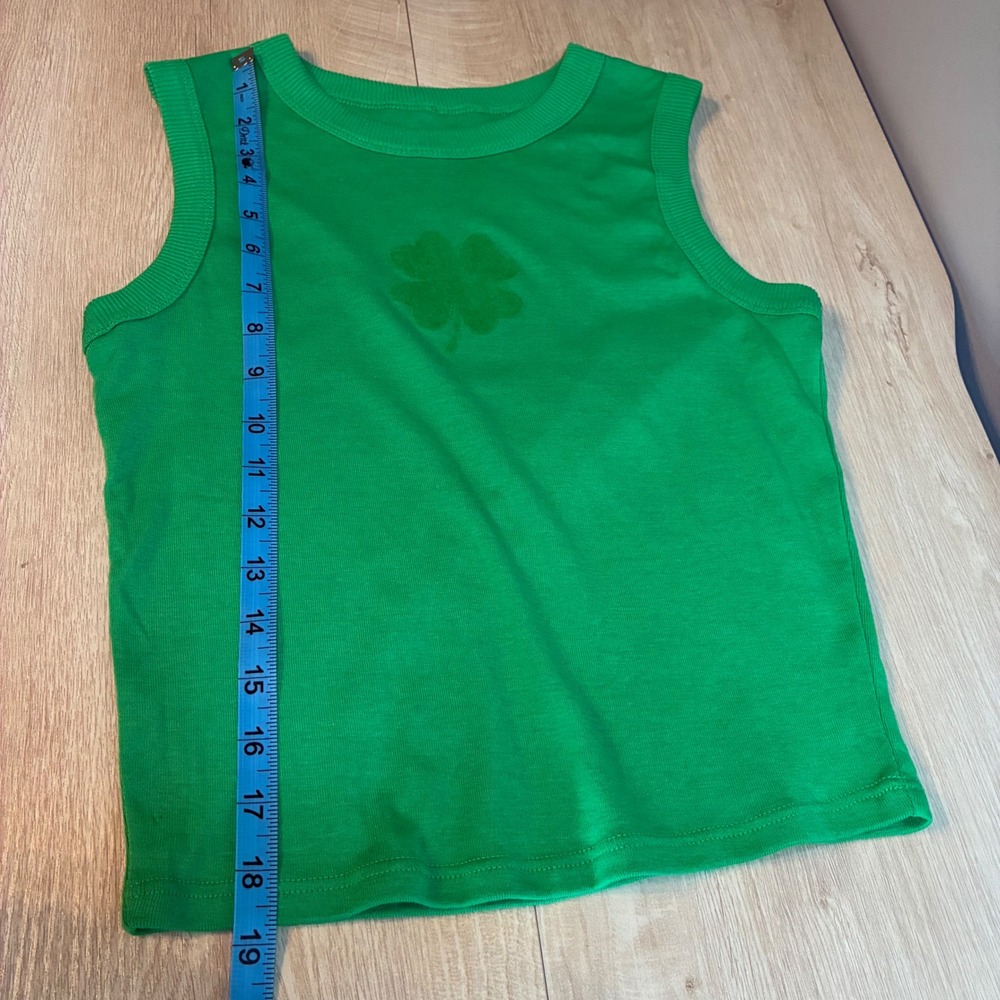 Vinyl Icons Green Four Leaf Clover Ribbed Tank Top Womens Medium St Patricks Day - Picture 3 of 5